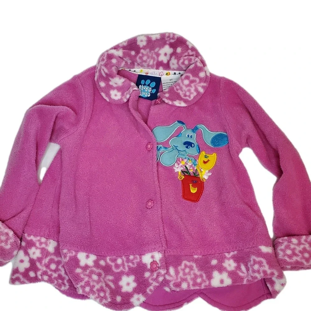 Vintage 90s Blues‎ Clues Embroidered Fleece Jacket Kids 2t Purple Pink Girls